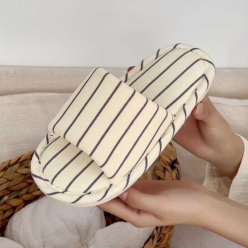 Fashion Japanese Style Striped Home Slippers for Women Lightweight Non Slip Indoor Slippers Woman Soft Comfortable Couple Bedroom Slides