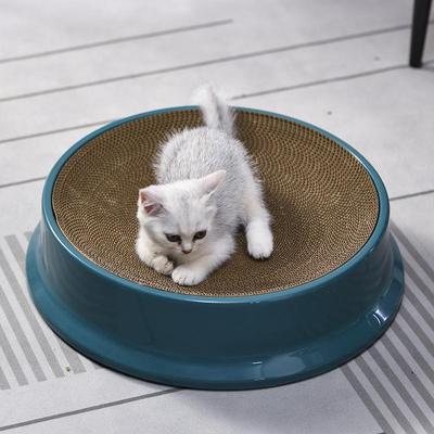 Round Cat Scratching Bowl with Durable Corrugated Cardboard for Medium To Large Cats