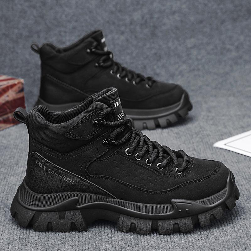 

Ботинки с тиснением мужские на платформе ретро ботинки Мартин мужские осенние новые высокие мужские туфли для улицы повседневные короткие ботинки 44 чёрный