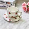 High-value Hand-squeezed Strawberry Ceramic Cup Saucer Tea Cup Coffee Cup Saucer Set Girl Afternoon Tea Irregular Cup