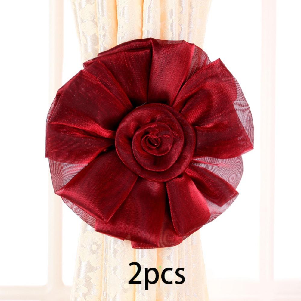 

2PCS Curtain Decoration Flower Shape Curtain Straps Lace Flower Curtain Decor Strap червоний
