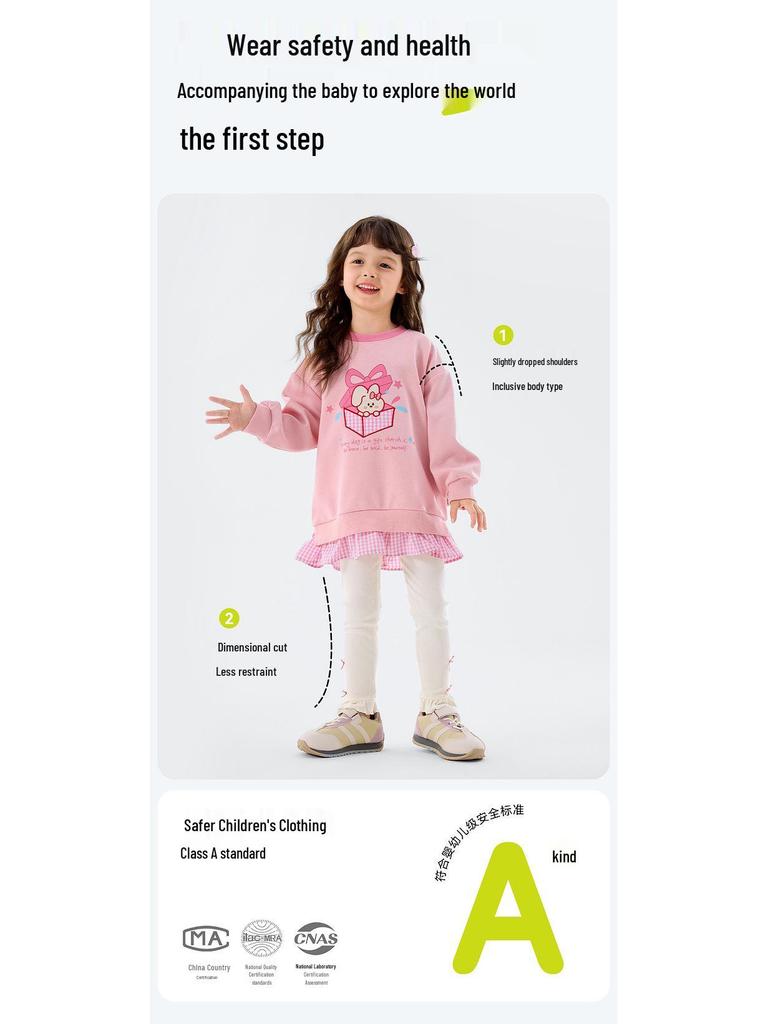 Dudu Home Girls' Spring Hoodie & Pants Two-Piece Set: Sweet Children's Clothing