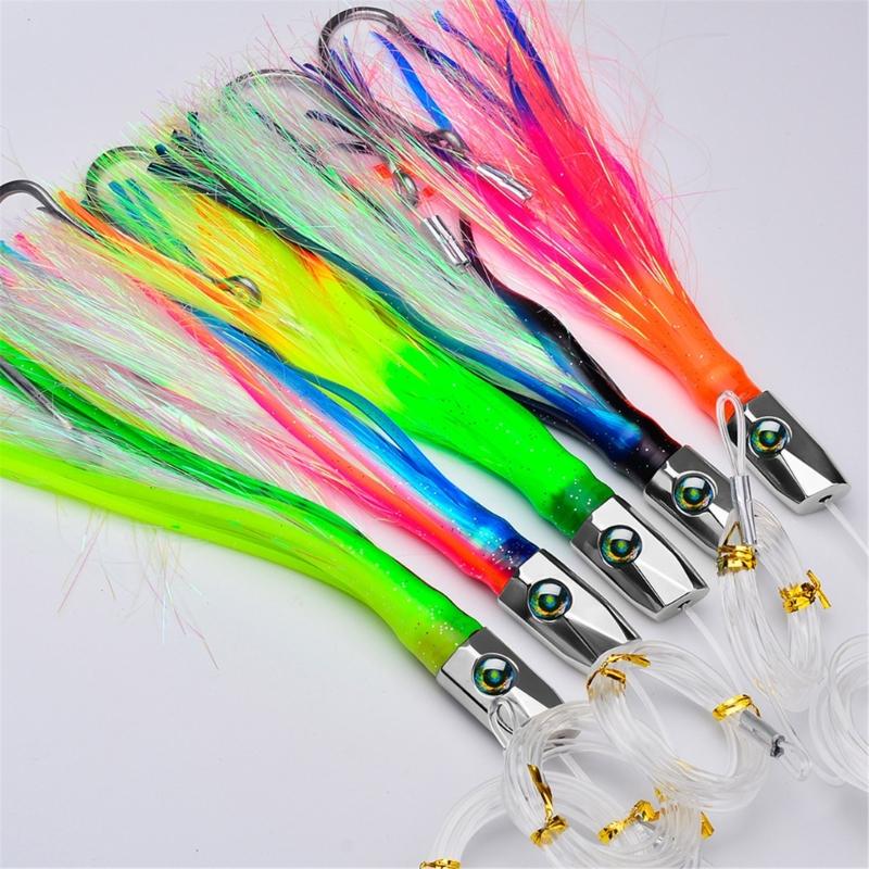Squid Skirt Trolling Lures Saltwater Octopuses Baits Metal Head Octopuses Squid Skirt Baits Squid Skirt Trolling Lures