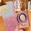Applicable To IPhone16proMax Flash Powder Mobile Phone Case Magnetic Suction Bracket Apple 15 Gradient Color 14 Anti-fall Protection Case