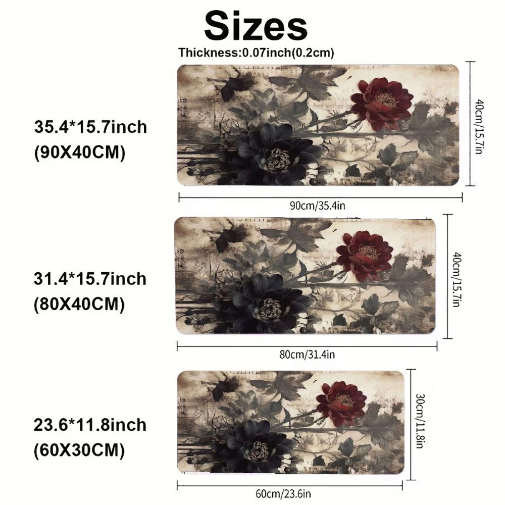 Large Xxl Gaming Mousepad Desk Mat Keyboard Pad Laptop Purple Background Dark Lotus Chinese Ink Floral Print Nonslip Rubber Base