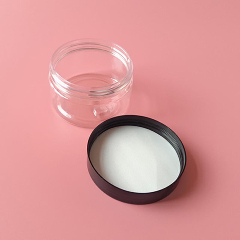 89 Mund 250ml PET Transparenter Plastikbehälter mit Schwarzem Deckel für Eingelegte Früchte