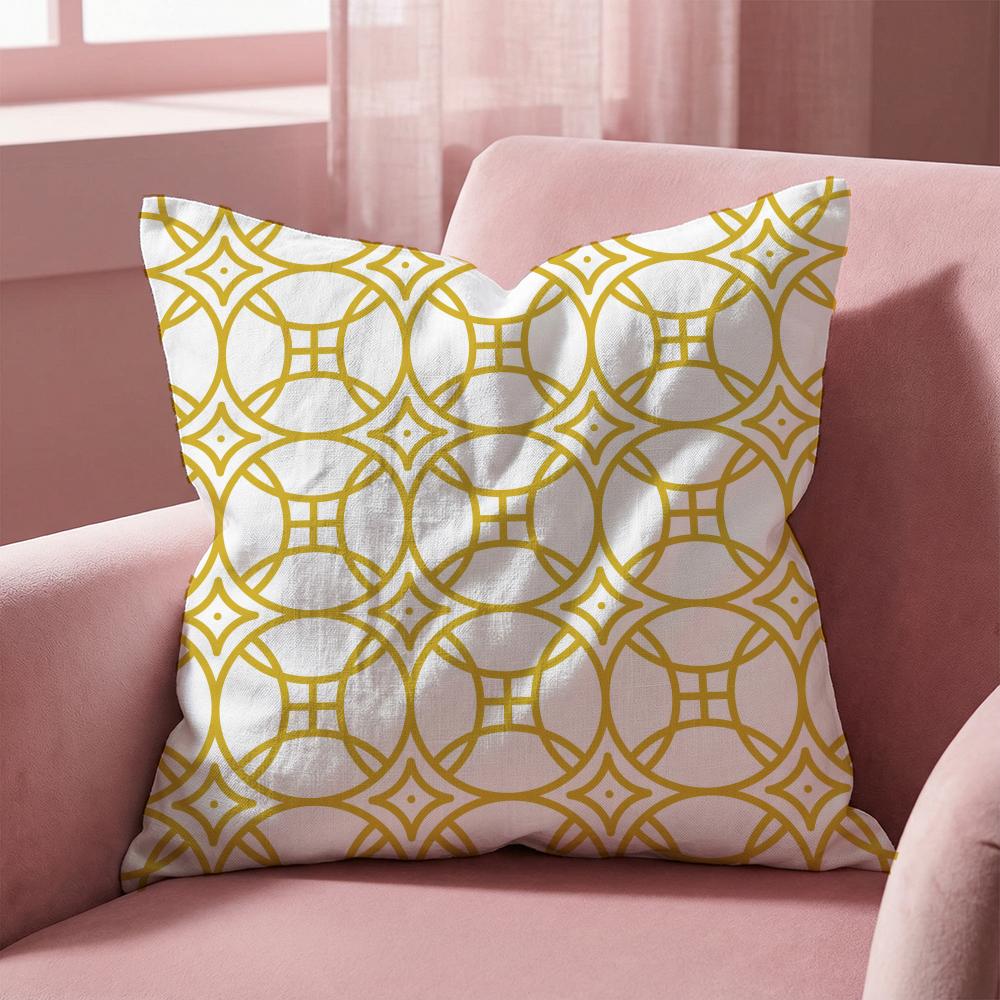 Japanese Golden Lines Cushion Cover Multi-Scene Pillow Cover for Home & Car - Reversible, Soft & Durable for Daily Use