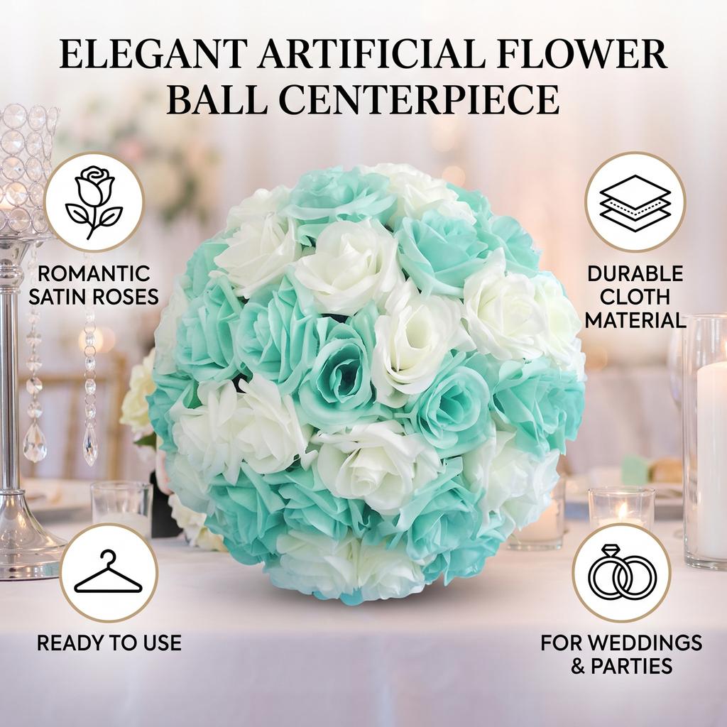 Artificial Flowers Rose Ball for Centerpieces Table Faux Rose Arrangements for Weddings Birthday Party Decor Plastic