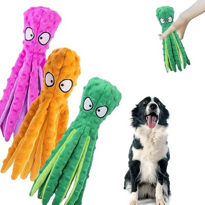 Octopus No Stuffing Crinkle Dog Chew Toys Squeaky Dog Toys Durable Plush Dog Toys with Soft Durable Fabric for Small Large Dogs