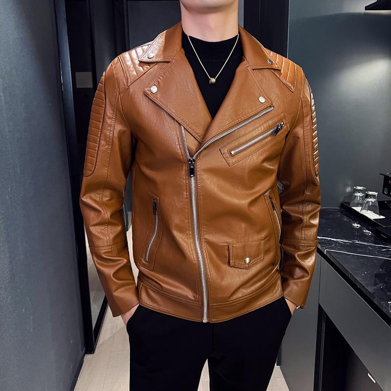 

Мотоциклетный костюм, мужской модный брендовый свободный крой, высококачественная куртка из искусственной кожи, осенняя уличная трендовая повседневная хулиганская красивая куртка с лацканами XXL