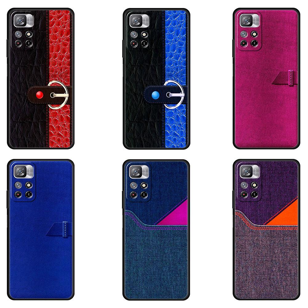 

Чехол для Xiaomi poco x3 pro x3nfc 3pro 12 12pro 12x 11 lite 11t 10t Funda, кожаный флип-кошелек с рисунком, синие джинсы, текстурный принт Mi 10 5G