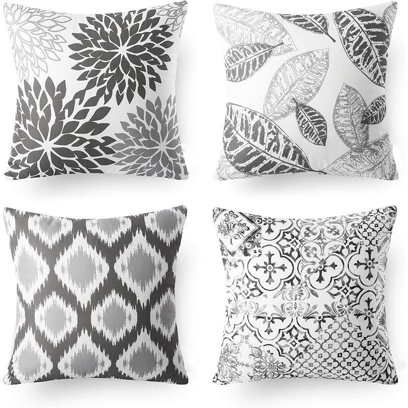 

New Life Series Linen Pillow Cover Double-sided Printed Geometric Cushion Cover Modern Simple Backrest 45 * 45cm four-piece pillow cover