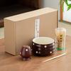 4Pcs/Set Bamboo Ceramic Japanese Matcha Blender Set with Matcha Brush Teaspoon Matcha Bowl