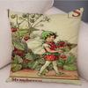 Vintage Floral Girl Pillowcase Decor Cute Cartoon Flower Elf Fairy Tale for Sofa Home Pillow Case Soft Plush Cushion Cover,