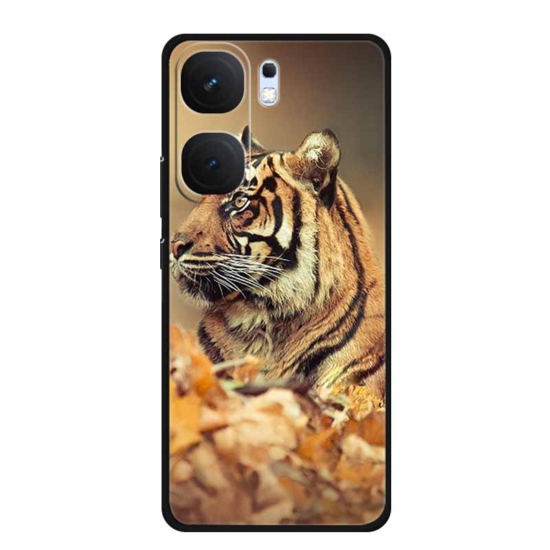 For Vivo iQOO Neo9 Pro Case TPU Silicone Soft Back Cover for Vivo iQOO Neo9 Neo 9 Black Fashion Cool Animals Coque Lion Tiger