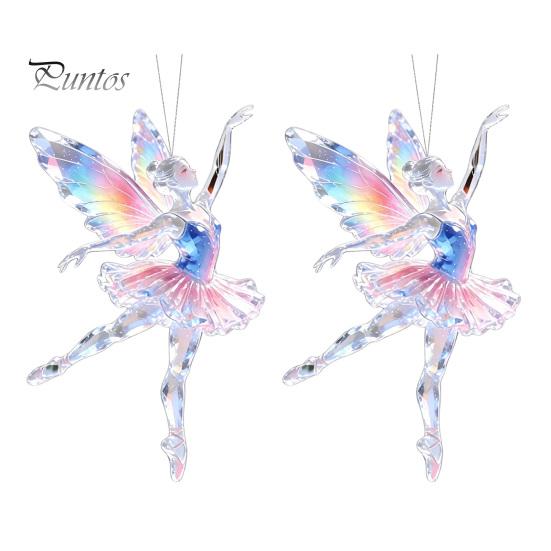 Festive Party Supplies 2Pcs Glitter Ballet Girl Keychain, 2D Acrylic Hanging Pendant for Bag Backpack, Sparkling Ornaments Trees Dancer Car