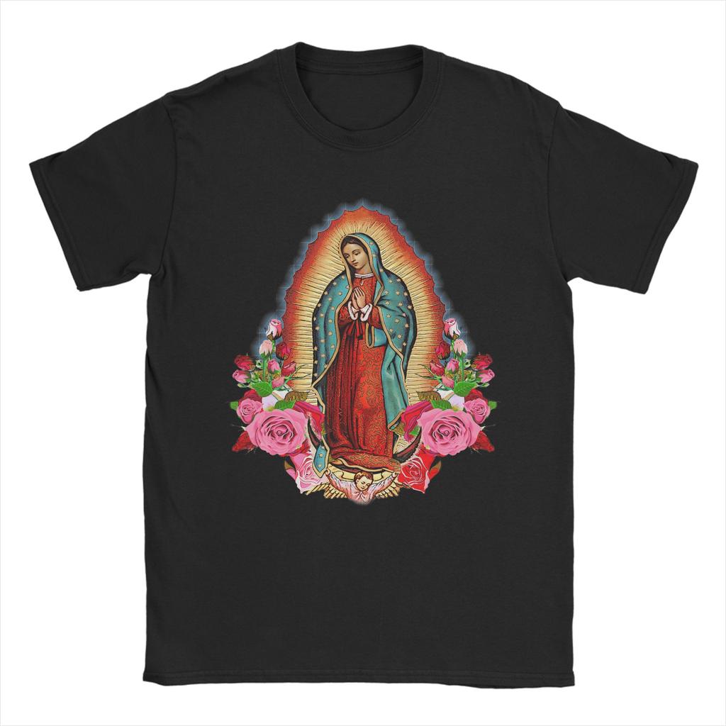 Vintage T Shirt Summer Tattoo Style Virgin Mary Hippie T Shirts  100 Cotton Tshirt for Men Y2K Retro Print Short Sleeve Clothes