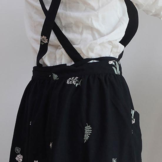 Yousheng Cross Back Cooking Apron Breathable Retro Cotton Embroidered Bib Apron for Home