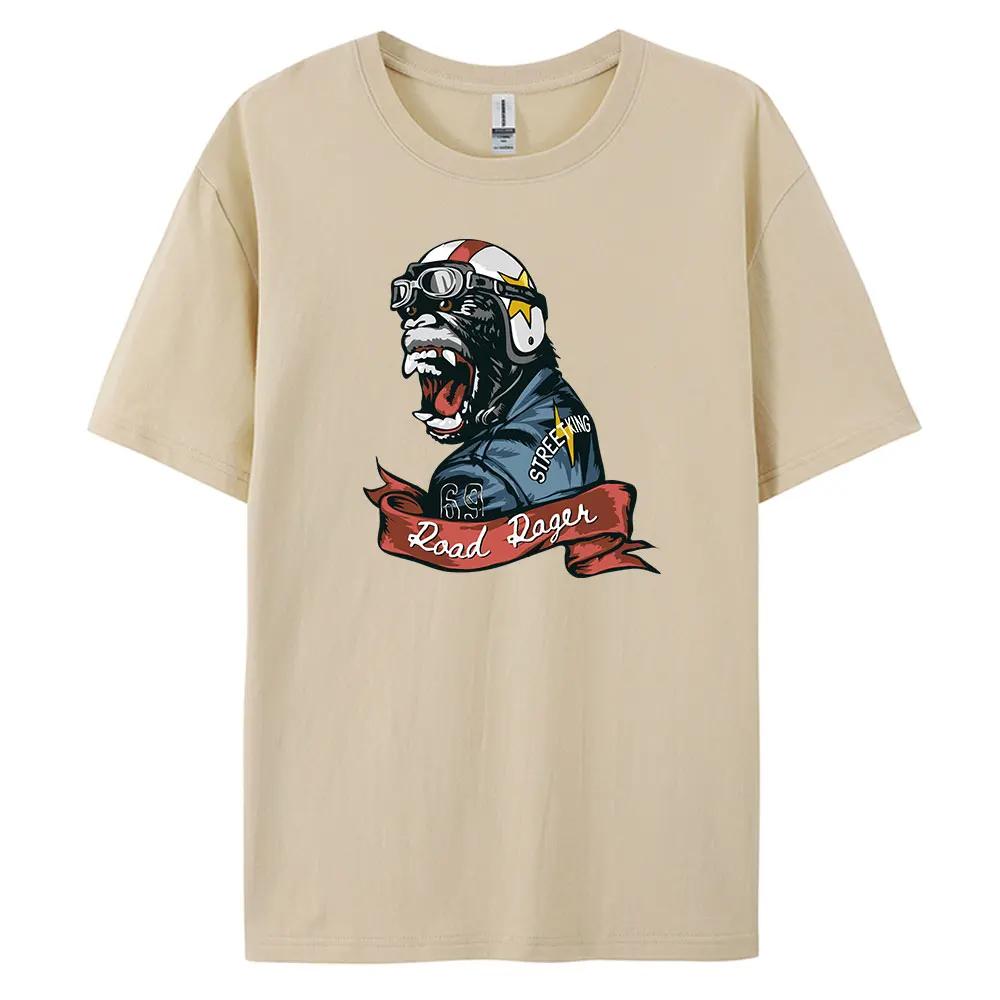 Orangutan Men's Casual Short-sleeved T-shirt with 100% Cotton Fashion print Tees oversize