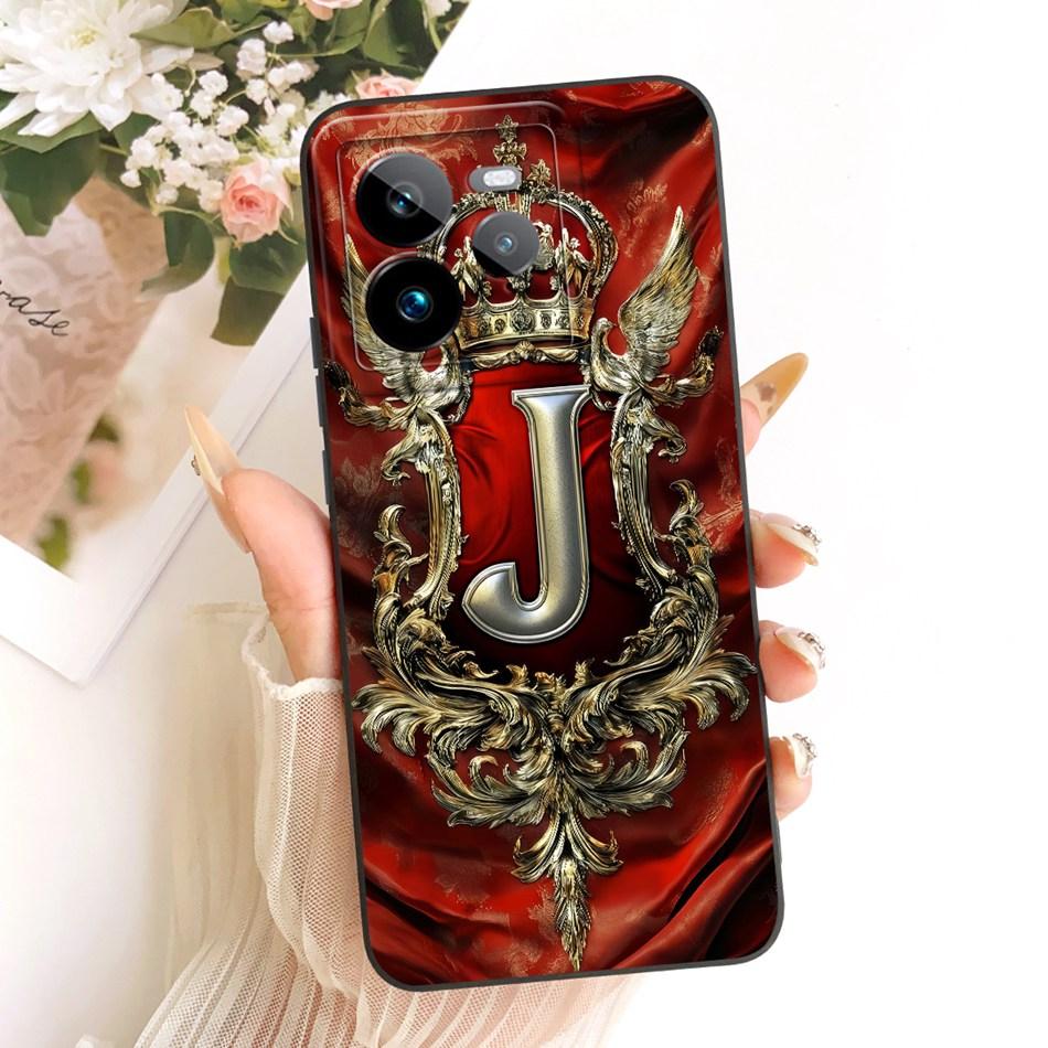For Realme GT 7 Pro Feather Crown Initial Letter Phone Case For Realme GT7 Pro RMX5010 Soft Silicone Covers Bumpers
