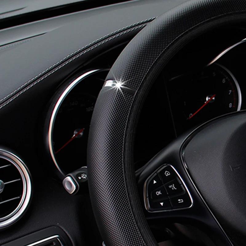 Car Steering Wheel Cover Car Steering Wheel Universal Leather Anti-slip Protective Cover Car Interior Accessories 38CM