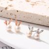 Cute Imitation Pearl Rabbit Stud Earrings for Women Silver Color/Rose Gold Color Party Romantic Daily Gentle Accessories