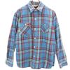 CAT'S PAW Check Pattern Long Sleeve Work Shirt M Blue Men's Used