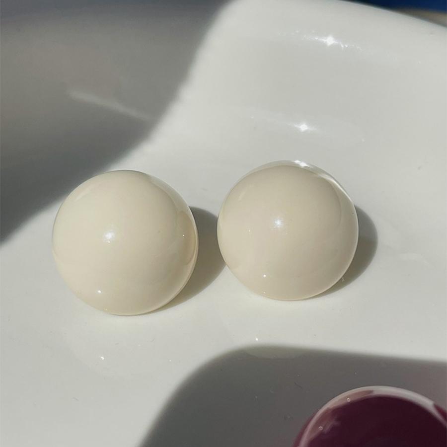 Exaggerated 1.8cm Half Round Big Simulated Round Earrings White Statement Earrings For Women Korean Earrings Jewelry Gift