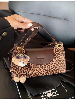 2025 Autumn/Winter Retro Leopard Print Women's Bag - Small Square Underarm & Crossbody Bag In Korean Style Fashion