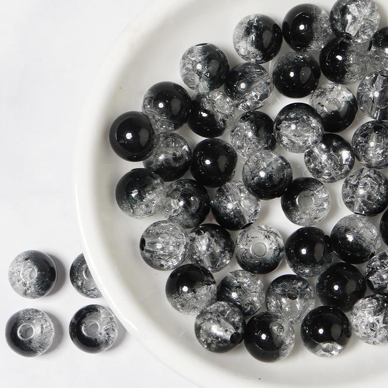 50pcs 8/10/12mm Cracked Crystal Acrylic Beads Colorful Round Loose Spacer Bead For Jewelry Making DIY Bracelet Necklace Findings