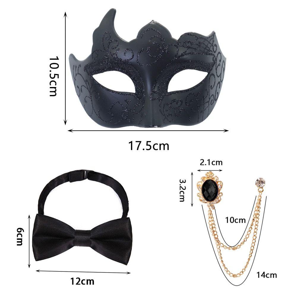 3 piece set Half Face Dance Mask Brooch Set Gentleman Party Cosplay Masquerade Prom Mask Painted Masquerade Mask Adult