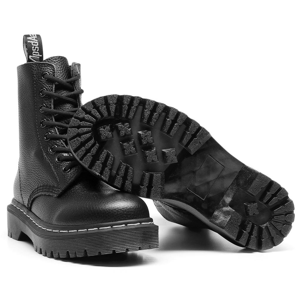White line lychee pattern 1460 tooling boots women's head layer soft cow leather short boots British locomotive boots round head trend