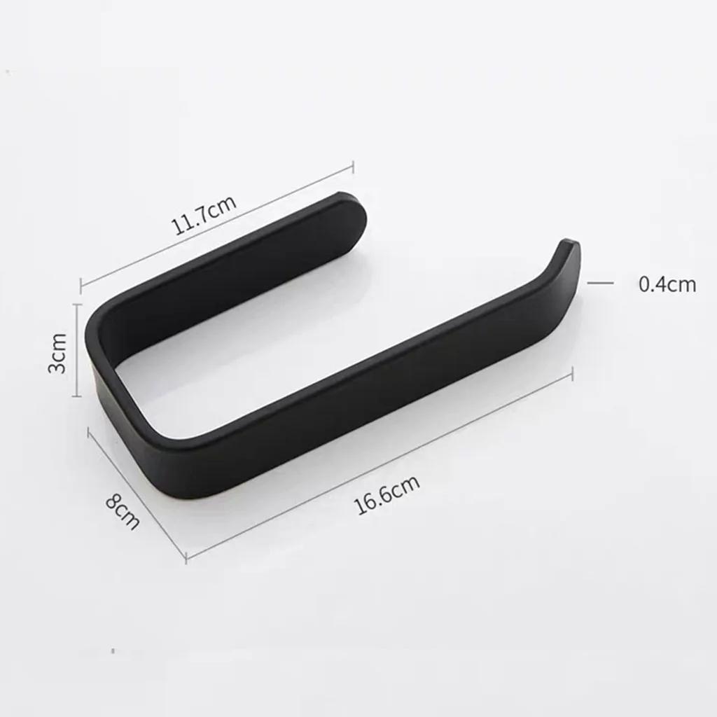 

Plastics Towel Rack Toilet Paper Holder Black Self-adhesive for Bathroom Kitchen Towel Hand Without Punching Plastic Holder