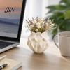 Konservierte Blume Behälter 3D Gedruckte Calla Lilie Relief Vase, Mini Dekorationsvase für Trockenblumen, Minimalistische Matte Weiche Textur Weiß Schreibtisch