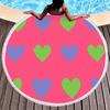 Love Heart Round Beach Towel, Microfiber Sand Resistant Beach Blanket, Soft Absorbent Quick Dry Portable Pool Towel Picnic Mat