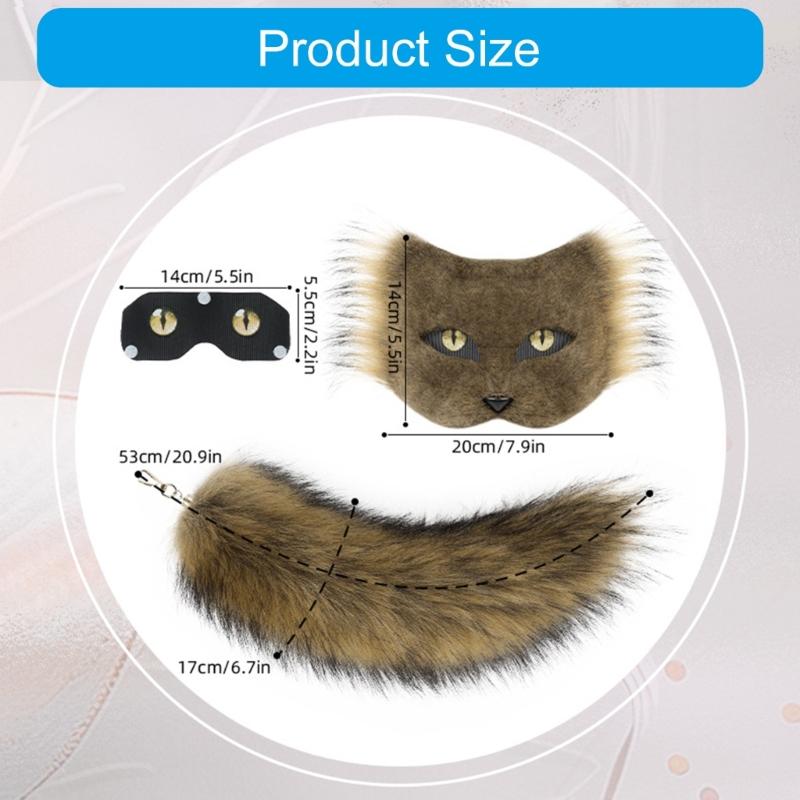 Flexible Mask With Plush Tail DIY Crafting Supply Costume Accessory For Costume And Creative Dressing Up Event