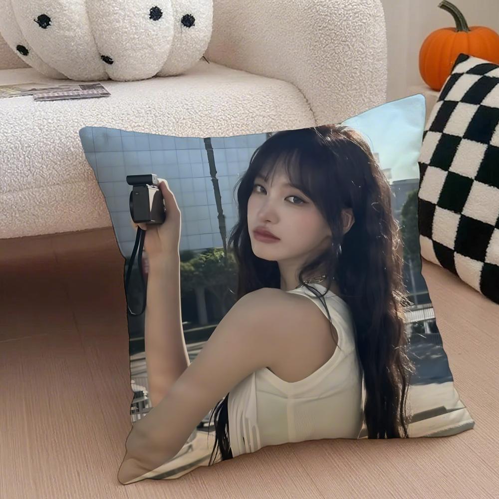 Korean KKim Ji Wons Beautiful Girl Cushion Cover Throw Pillow Cover Hidden Button Durable Polyester Chair Cushion