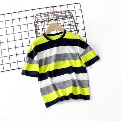 Sommer Kinder Koreanische Version des neuen Kinder Kurzarm Medium Kinder Gestreift Rundhals Tide Top Junge Kurzarm T-Shirt