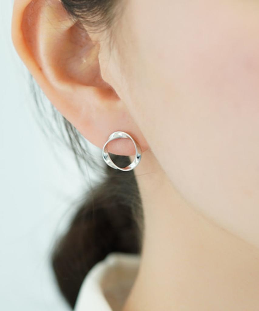 Alleun Silver 925 Twisted Round Ring Daily Silver Earrings