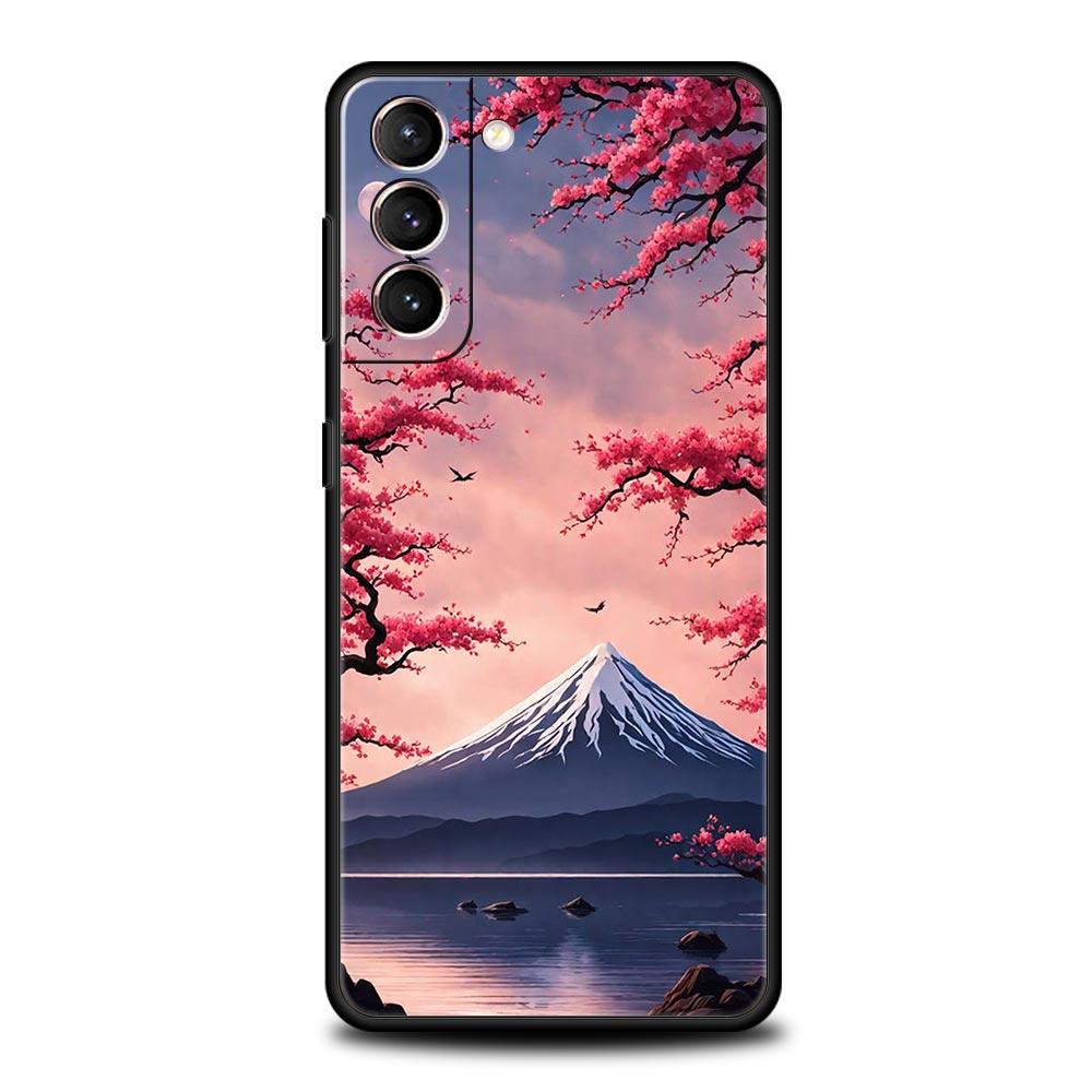 Japan Mount Fuji Painting Cherry blossom Phone Case For Samsung Galaxy S26 Ultra S25 Plus S24 FE S23 S22 5G S21 S20 Cover Soft