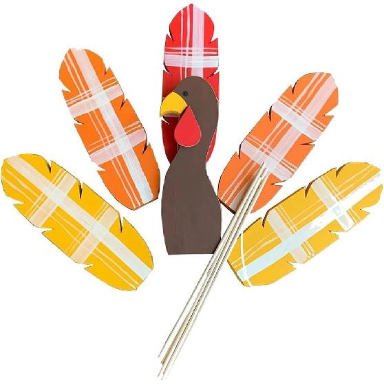 

Wooden Turkey Planter Sticks,Thanksgiving for Outdoor Garden Farms Patio Thanksgiving Easy Install Easy to Use