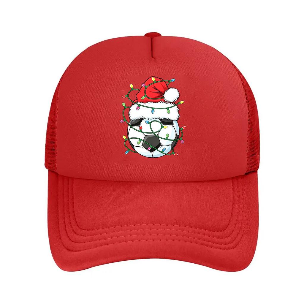 Christmas Soccer Ball Santa Hat Lights Mesh Baseball Cap Dad Hat Hip Hop Snapback Cap
