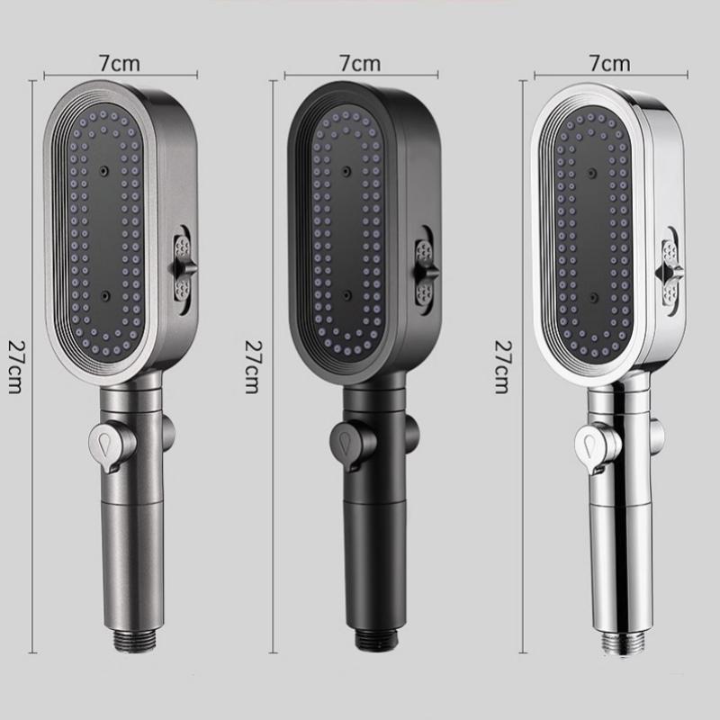 3 Mode Shower Head with Stop Button Flow Adjustable High Pressure Water Boost Shower Head Built In Filter Bathroom Accessories