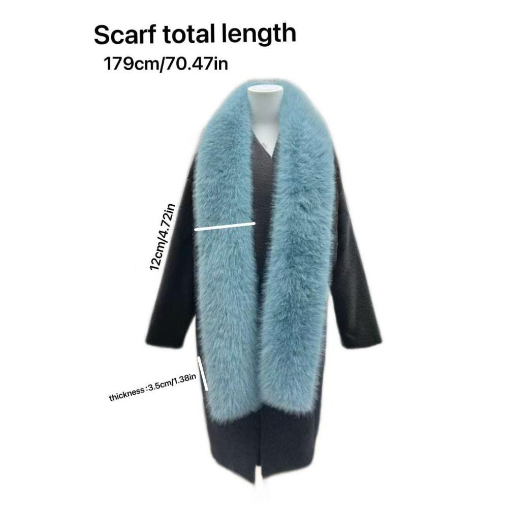 Fashionable 179*12cm Fake Fur Long Scarf Thick Soft Long Strip Scarf Fur Decor Winter Fluffy Scarf for Women Men Outdoor