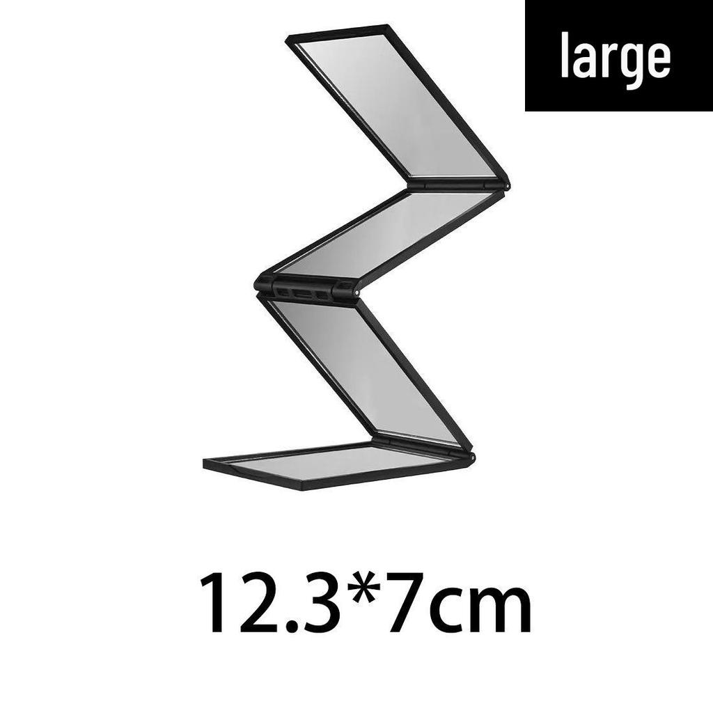 Portable Multi-Angle Three-Fold Makeup Mirror with Telescopic Stand