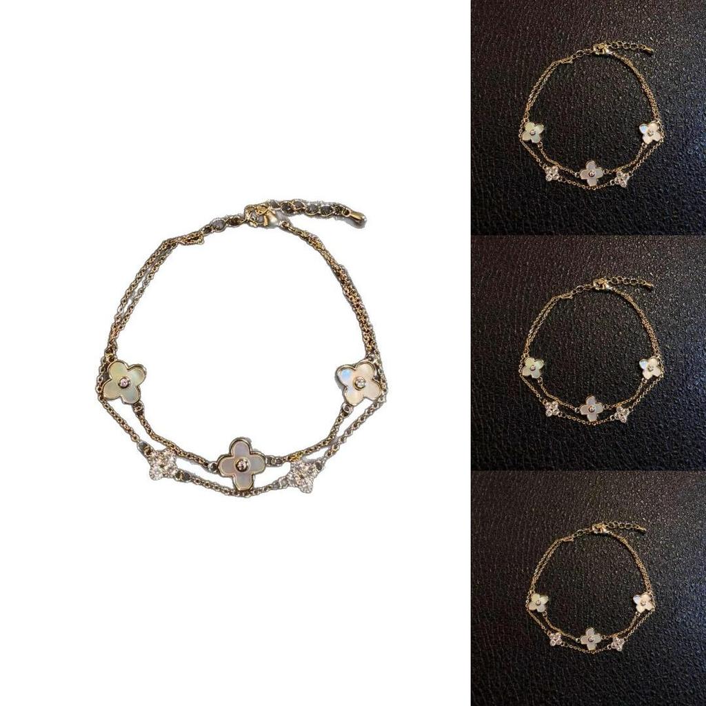 Floral Pendant Bracelet With 18k Gold Plating And Zirconia For Womens Fashion Accessories