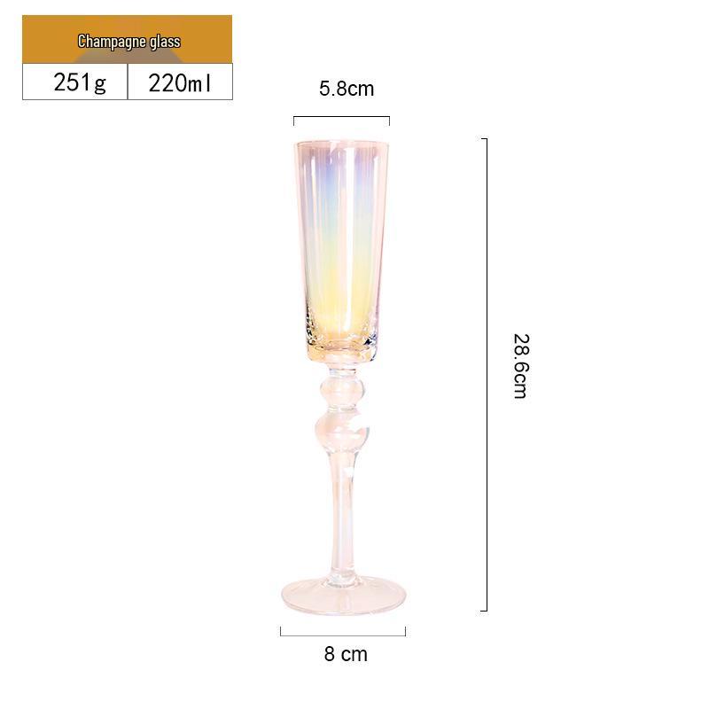 Handmade Crystal Wine Glass with Gold Rim & Beaded Design - Red Wine & Champagne Flute
