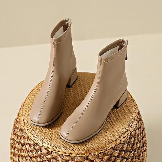 Fashion Round Head Ankle Boots Women 2024 Autumn and Winter New Soft Leather Soft Sole Comfortable Riding Boots Fashion All Ankle Boots
