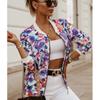 Women's Autumn Slim Long Sleeve Printed Short Jacket Round Neck Comfortable Casual Commuter Jacket
