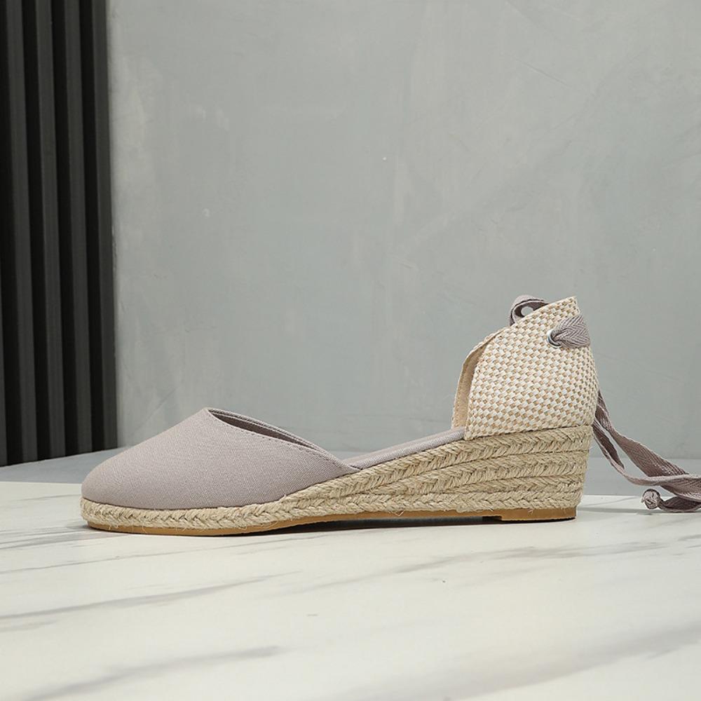 Wedge Heel Sandals Women Lace Up Spring Summer New Simple Versatile Fashion High Heels Womens Shoes Sandalias